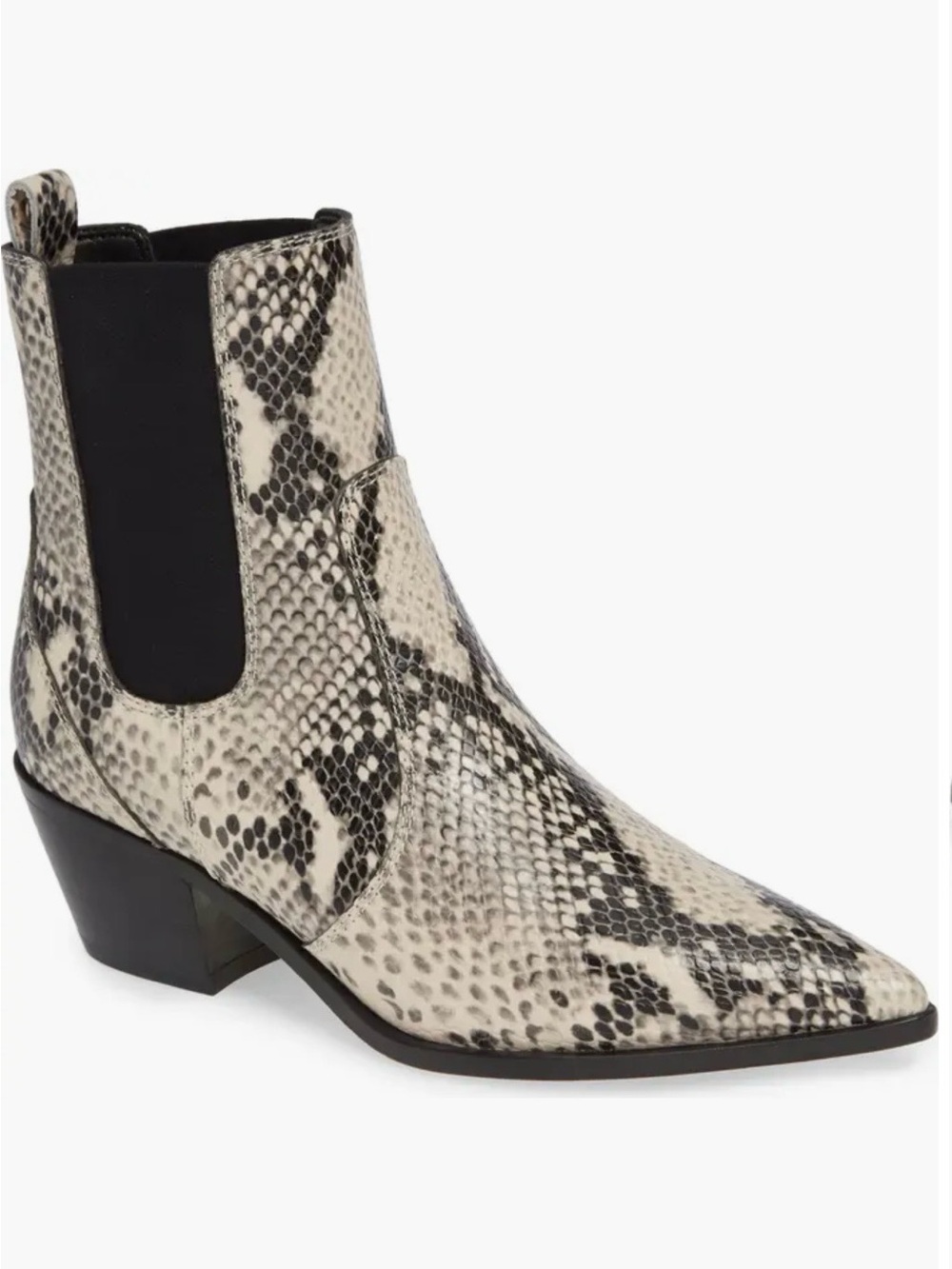 PAIGE Willa Snakeskin Leather Chelsea Western Ankle Boots Size 5 Pointed Toe